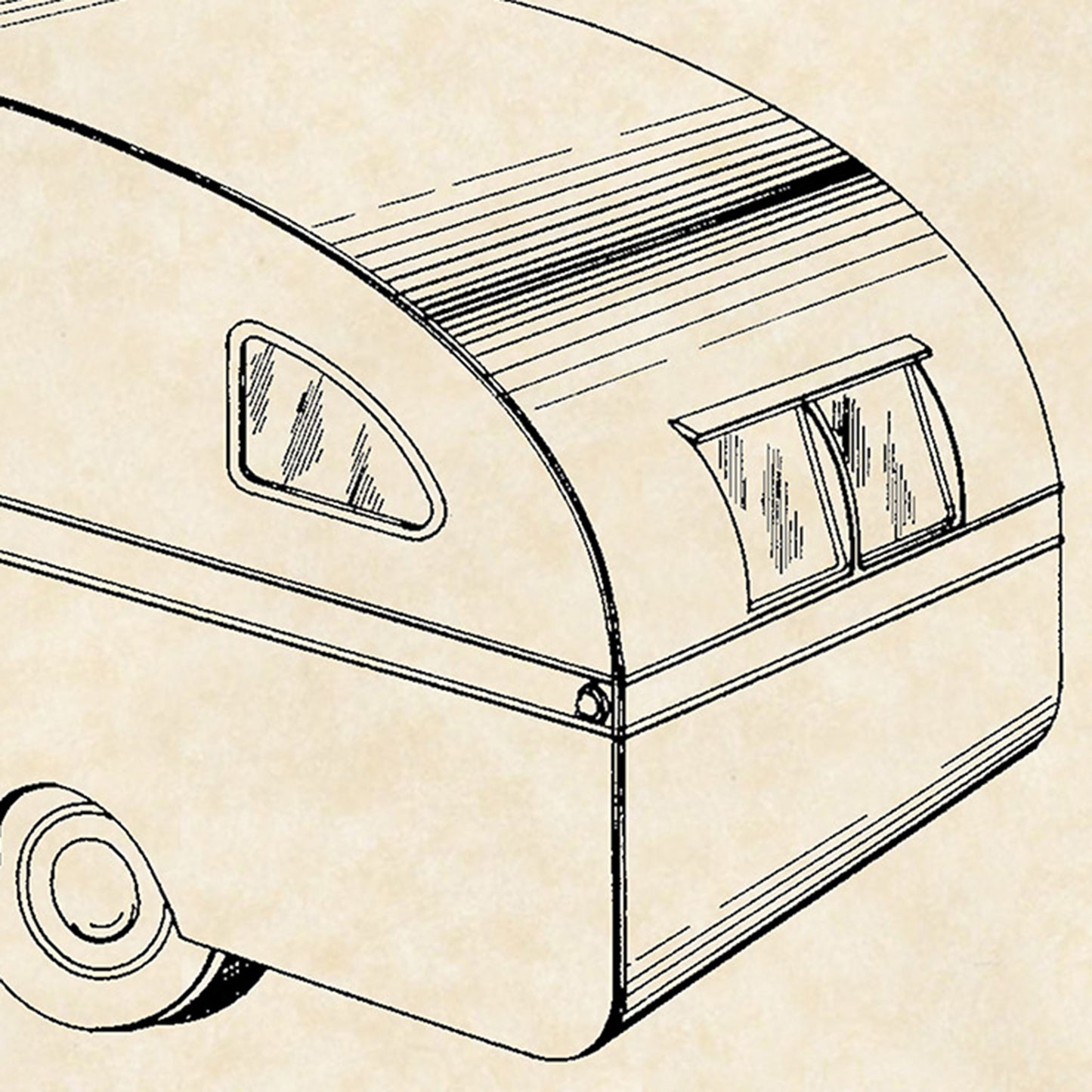 1950 Camper Patent Art 16x20 Vintage Camping Print on Custom Parchment